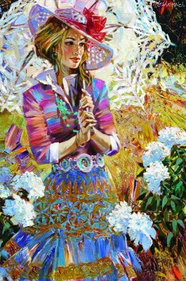 Gold Puzzle 1000 - Girl with Open Umbrella