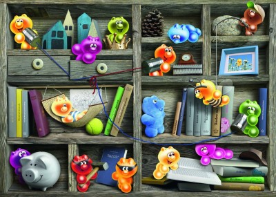 Ravensburger 1000 - Gelini, Bookshelf (Żelkowe psotniki)