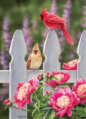 Cobble Hill 1000 - Cardinals and Peonies