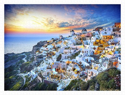 Pintoo 1200 Plastic Puzzle - Beautiful Sunset of Greece