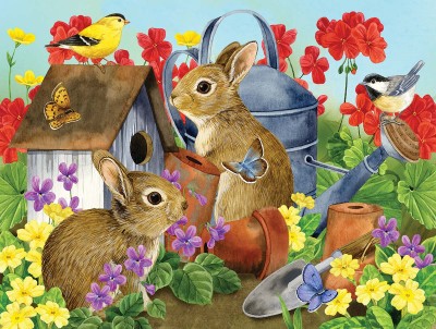 SunsOut 500  XXL - Bunnies and Birdhouses