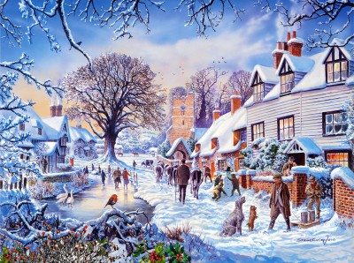 SunsOut 1000 - Steve Crisp - A Village in Winter