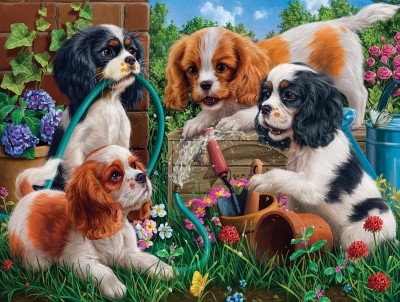 SunsOut 1000 - Pups in the Garden