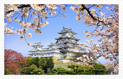 Pintoo 1000 Plastic Puzzle - Himeji-jo Castle in Spring Cherry Blossoms