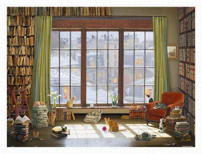 Pintoo 1200 Plastic Puzzle - David Maclean - Window Cats