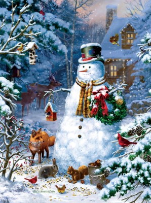 SunsOut 1000 -  Liz Goodrick Dillon - Winter Cabin Snowman