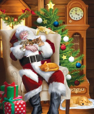 SunsOut 1000 -  Tom Wood - Santa and His Cats