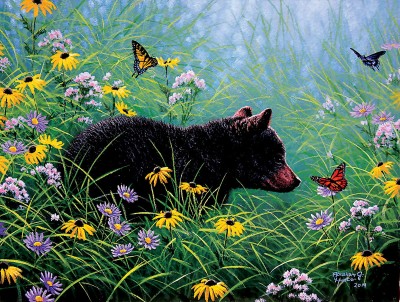 SunsOut 500 -  XXL Pieces - Black Bear and Butterflies