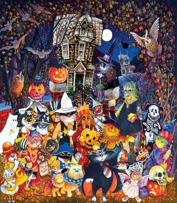 SunsOut 300 -  XXL Pieces - Cats and Dogs on Halloween