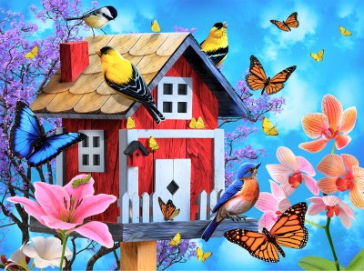 SunsOut 1000 - Jerry Gadamus - Red Birdhouse