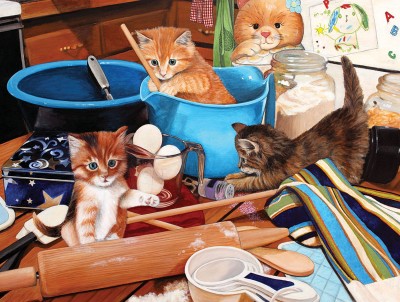 SunsOut 1000 - Julie Bauknecht - Kittens in the Kitchen