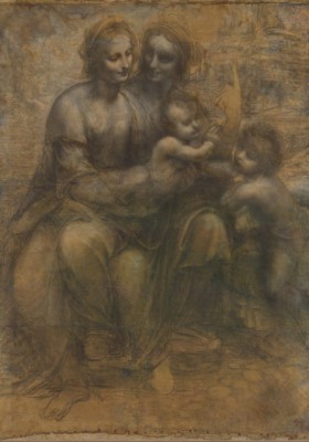 Grafika 1000 - Leonard de Vinci : La Vierge, l'Enfant Jesus avec Sainte Anne et Saint Jean Baptiste