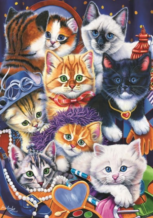 Bluebird Puzzle 1000, Kittens in Closet.jpg