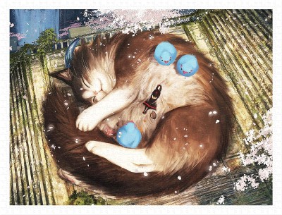 Pintoo 1200 Plastic Puzzle - Monokubo - Springtime Nap