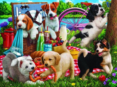 SunsOut 500 - Puppies on a Picnic
