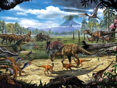 New York Puzzle Company  200 - XXL Pieces - Dinosaur Shore