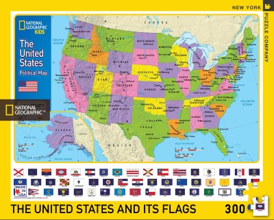 New York Puzzle Company  300 XXL - National Geographic - The USA and Its Flags