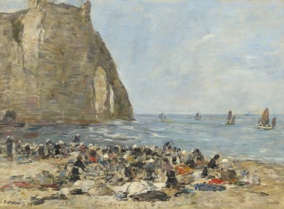 Grafika 2000 - EugĂ¨ne Boudin: Washerwomen on the Beach of Etretat, 1894