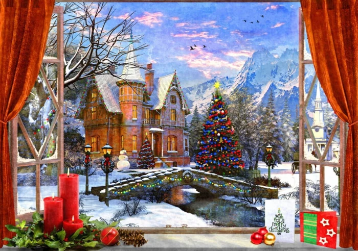Bluebird Puzzle 1500 - Christmas Mountain View.jpg