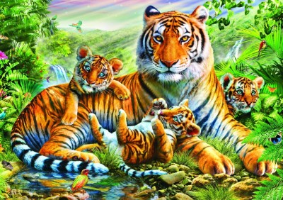 Bluebird Puzzle 1500 - Tiger and Cubs
