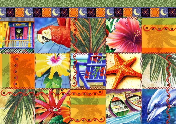 Bluebird Puzzle 1500 - Tropical Quilt Mosaic.jpg