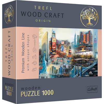 Trefl 1000 drewniane - Wood Craft, Nowy Jork - kolaż