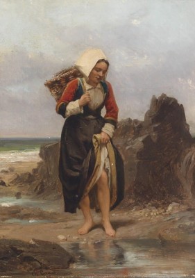 Grafika 1000 - Charles Giraud : Jeune Fille sur la Rive , XIXe SiĂ¨cle
