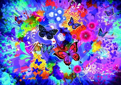 Grafika 1000 - Colorful Flowers and Butterflies