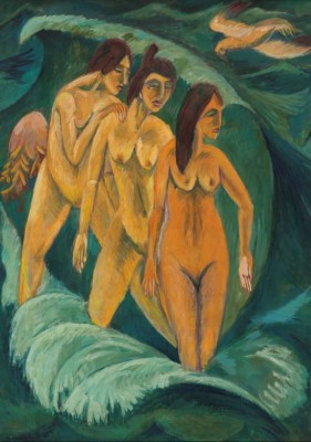 Grafika 1000 - Ernst Ludwig Kirchner : Three Bathers, 1913 (Trzech kąpiących się)