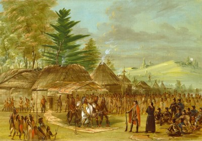 Grafika 1000 - George Catlin: Chief of the Taensa Indians Receiving La Salle. March 20, 1682, 1847-1848