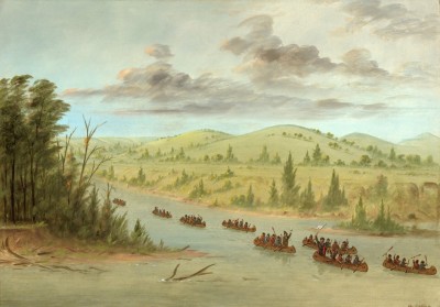 Grafika 1000 - George Catlin: La Salle's Party Entering the Mississippi in Canoes. February 6, 1682, 1847-1848