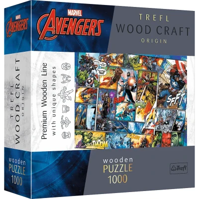 Trefl 1000 drewniane - Wood Craft, Komiksowe uniwersum Marvela