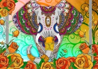 Bluebird Puzzle 2000 - Colorful Elephant.jpg