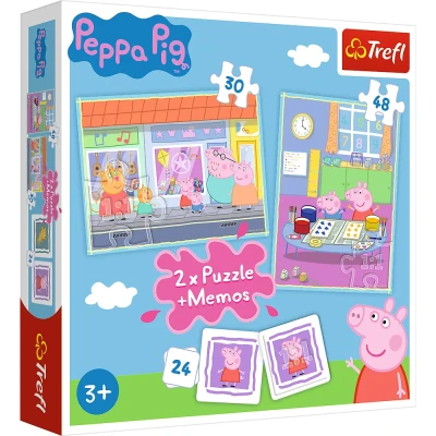 Trefl 3 w 1 Puzzle + Memos- Dzień Peppy