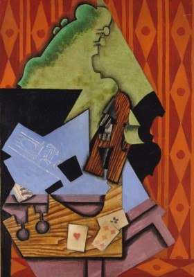 Grafika 1000 - Juan Gris: Violin and Playing Cards on a Table, 1913 (Skrzypce i karty do gry na stole)