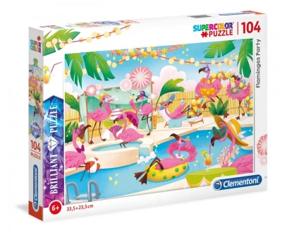 Clementoni 104 Super Color Brilliant Flamingos Party