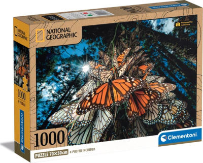 Clementoni 1000 - Compact National Geographic 4,  Millions Of Monarch Butterflies Travel To Winter Roosts In Mexico