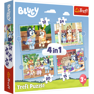 Trefl 4w1 (12,15,20,24) - Bluey i jego świat / BBC Bluey