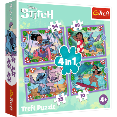 Trefl 4w1 (35, 48, 54, 70) - Disney Lilo&Stitch, Szalony dzień Lilo & Stitch