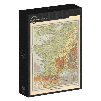 Grafika 2000 - Map of France - Larousse, 1925 (Fizyczna Mapa Francji - Larousse