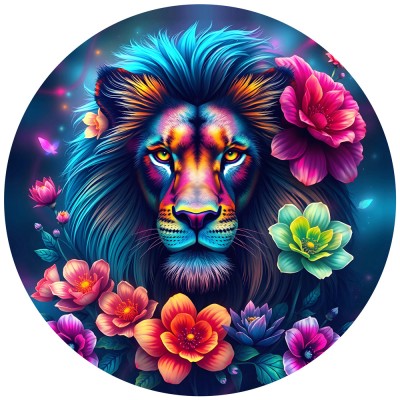 Bluebird 501 - Round Puzzle - Rainbow Lion
