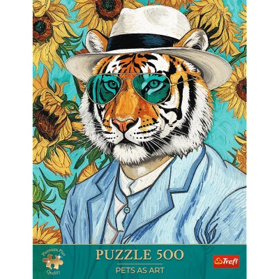 Trefl 500 - Premium Plus - Pets as Art , Pan Tygrys i Słoneczniki
