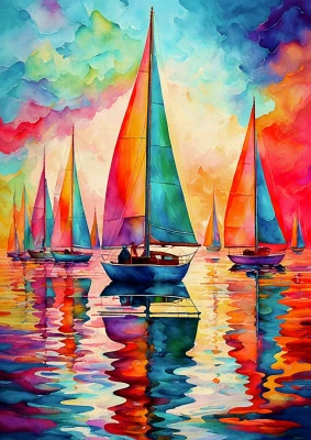 Enjoy Puzzle 1000 - Colorful Sailboats