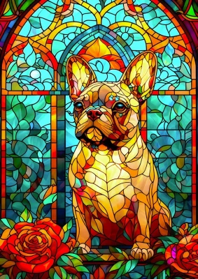 Enjoy Puzzle 1000 - French Bulldog Stained Glass