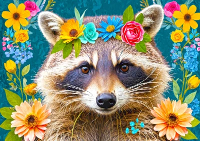 Enjoy Puzzle 1000 - Floral Raccoon