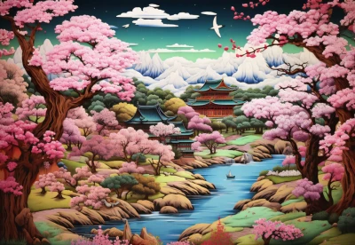 Alipson 1000 - Japanese Temple in Spring