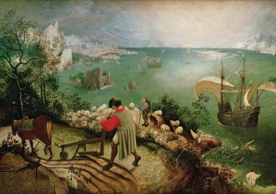 Grafika 1000 - Pieter Brueghel - Landscape with the Fall of Icarus, 1558