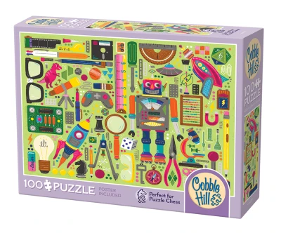 Cobble Hill 100 XXL - Puzzle Chess, Nerdy Junk Drawer