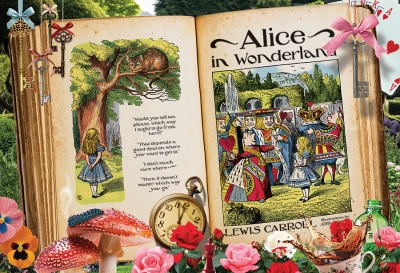 Cobble Hill 100 XXL - Puzzle Chess, Once Upon a Time - Alice in Wonderland
