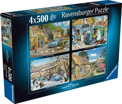 Ravensburger 4x500 - Trevor Mitchell, Happy Days No.9: Village Life